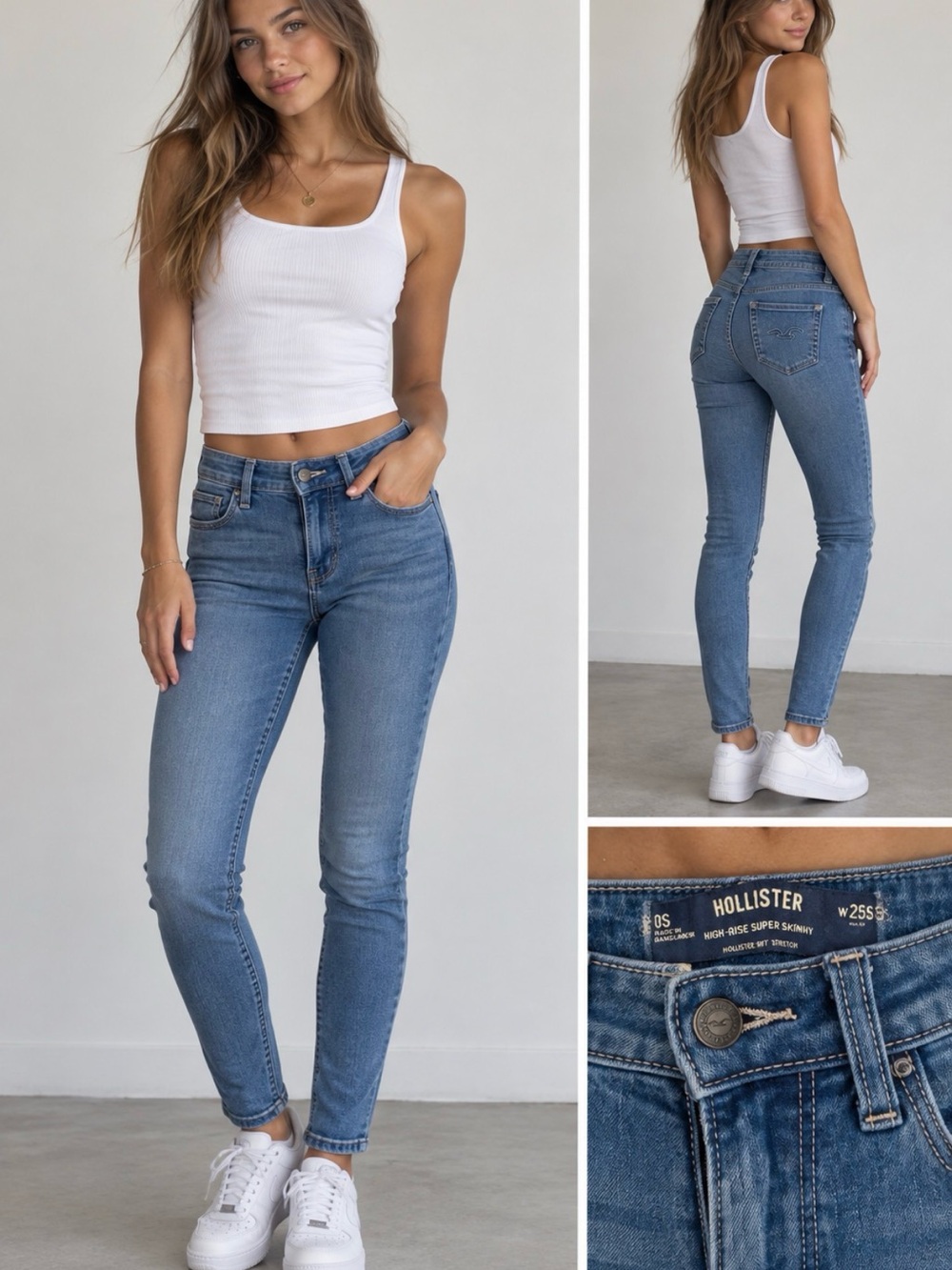 Hollister Super High-Rise Skinny Jeans in Medium Blue Wash